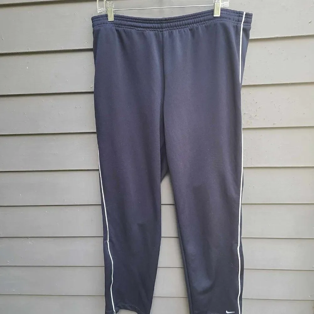 Nike Navy with White Stripe Drawstring Workout Pants size Large